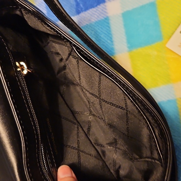 Michael Kors Black Woven Shoulder Bag with Gold Hardware - Picture 5 of 5